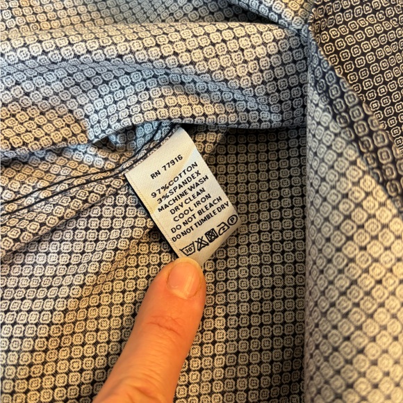 Duchamp London Short Sleeved Oxford in Abstract Blue Print - Picture 2 of 6